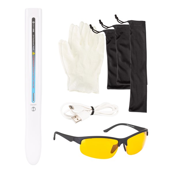 The wand along with some features: green technology, backed by reputable third-party lab testing, high-output LEDs, and industry-leading use life
